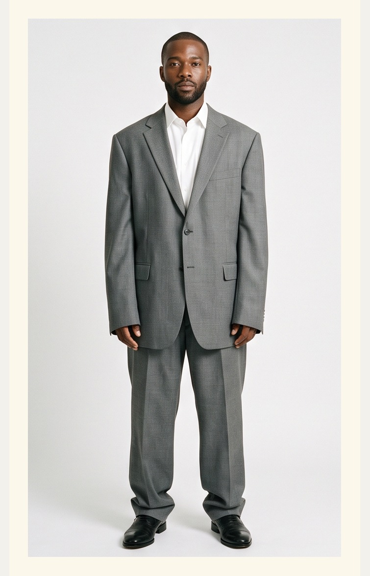 A suit before and after alterations