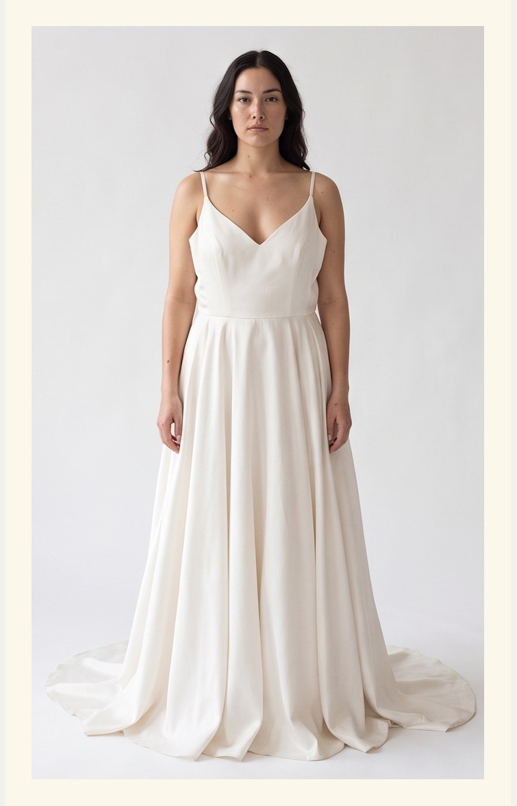 A wedding gown before and after alterations